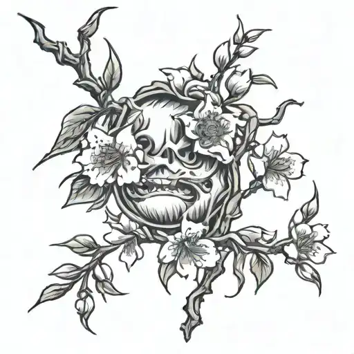 Hellish Apple Blossoms And Willow Vine