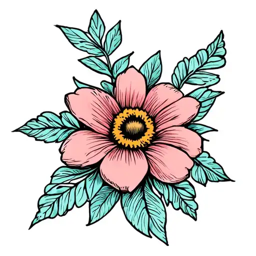 Straight Line With Flower Intertwined