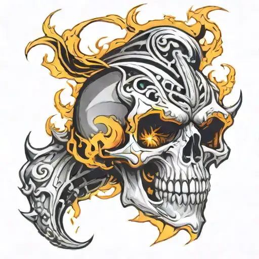 A Vortex Of Fire Forming Into The Shape Of A Demonic Skull