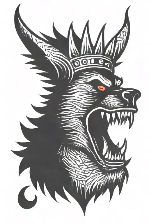 Ugly And Mad Werewolf Face With Iron And Spiky Crown