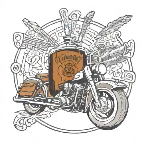 Indian Motorcycle Driving Around The Inside Of Whiskey Glass