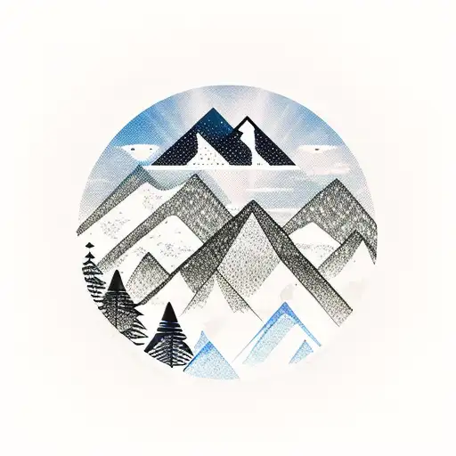 Sunrise Over Mountain Range With Forest