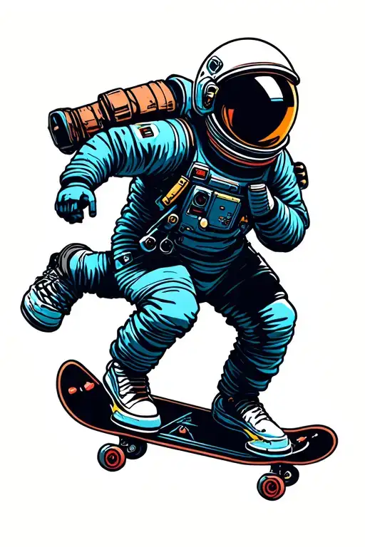 Astronaut Skateboarding