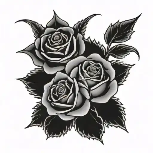 Black Rose And Sun Flower