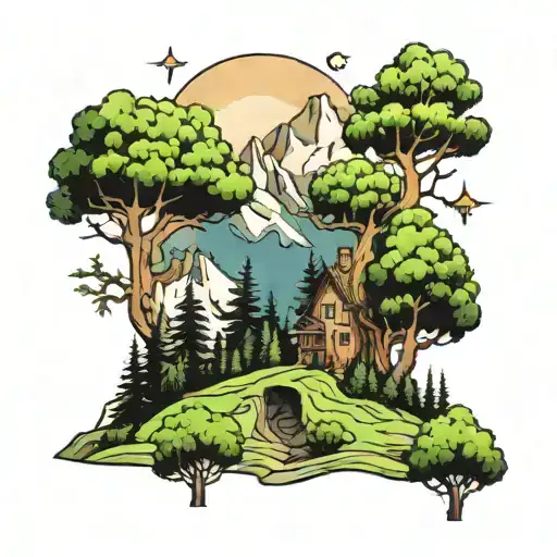 Mointain And Tree Growing