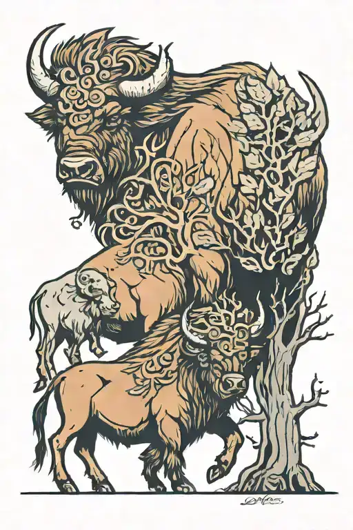 Bison And Family Tree