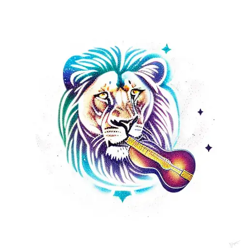 Reggae-inspired Galaxy With A Lion Playing A Guitar