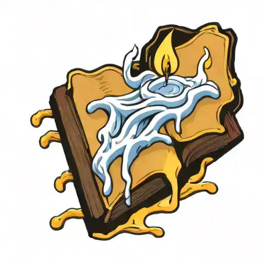 Melting Candle Placed On An Old Book