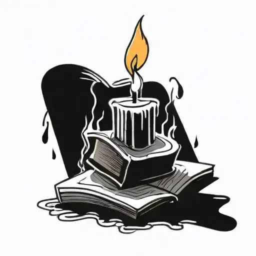 Candle Melting Over A Book