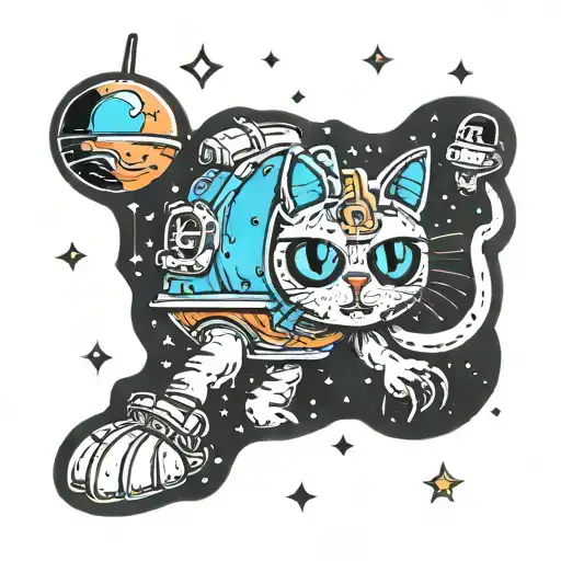 Galactic Mushroom Cat Floating In Space Themed
