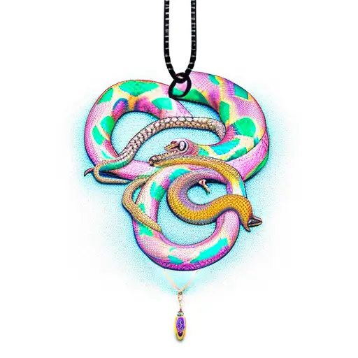 A Ballpython Snake Wrapped Around A Moana Necklace