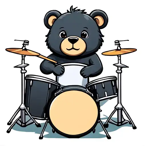 Little Bear Playing Drums