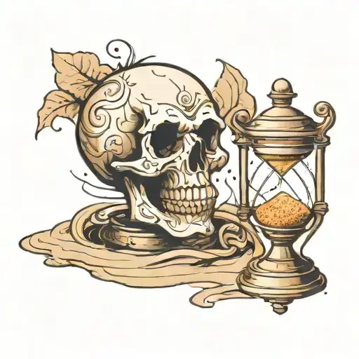Skull Shaped Like An Hour Glass With Sand Clock