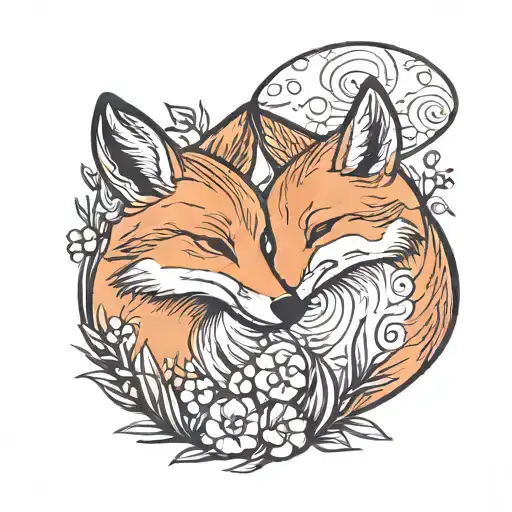 A Cute Cartoonish Depiction Of A Fox And Goose Sharing A Sweet Kiss On A Sunny Meadow