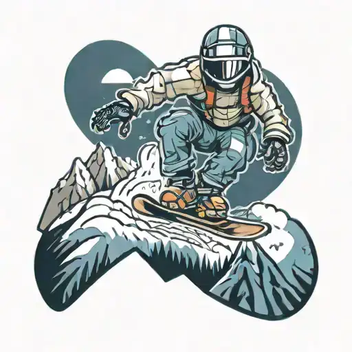 A Snowboarder Carving Through A Mountain Landscape With Pixelated Video Game Elements Incorporated