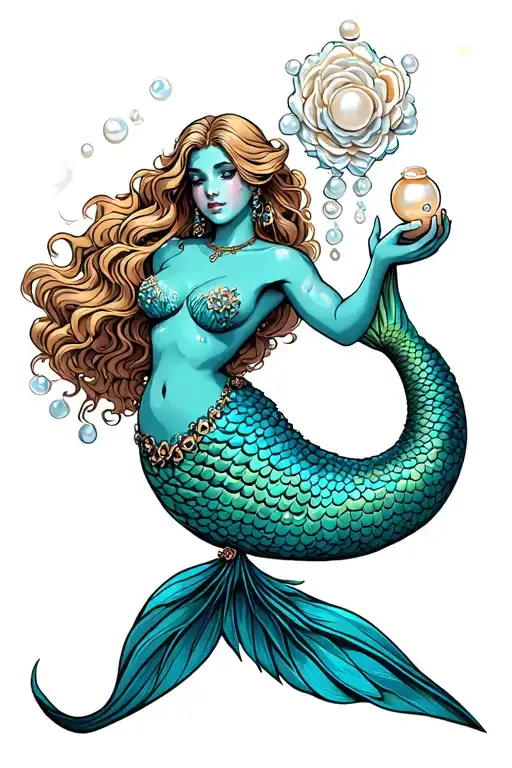 Mermaid Holding A Pearl