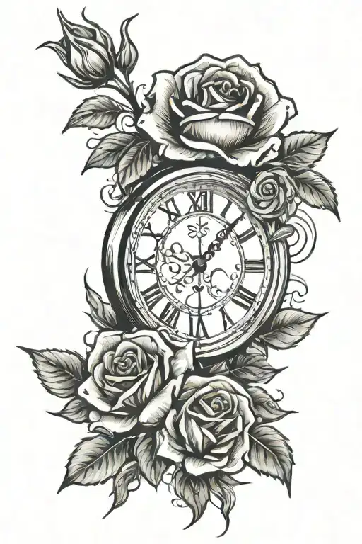 Clock Inside A Rose