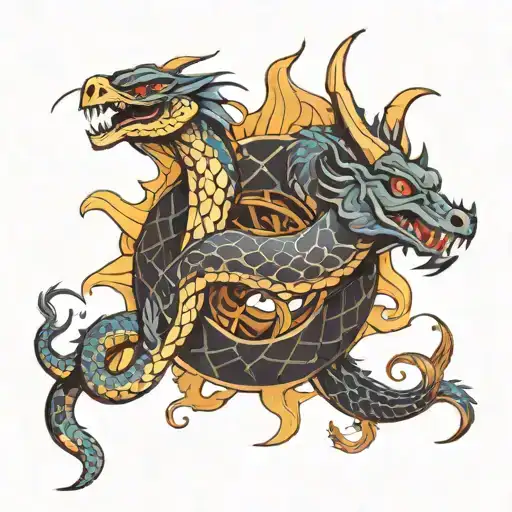 Snake And Black Dragon