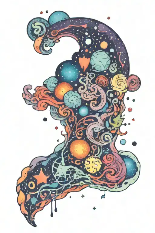 An Intrincate Brain In Color Made Of Galaxies Forming The Shape