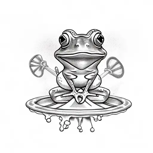 Frog Sitting On A Broomstick