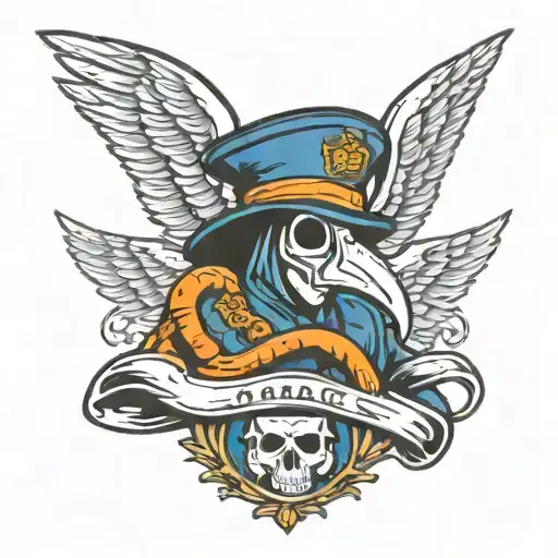 Plague Doctor Paramedic Symbol With Angel Wings