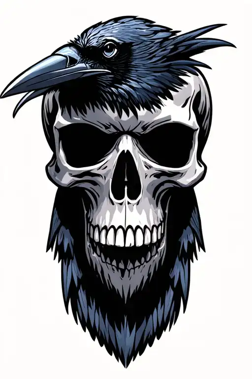 Raven On Skull