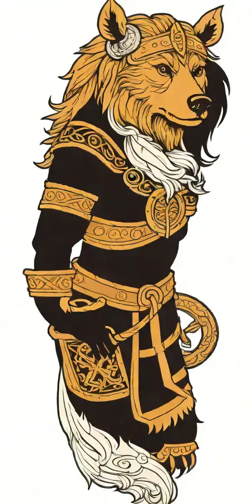 Female Bear Viking Inspired Tattoo Featuring