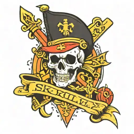 Skul And Flag Primarily Black