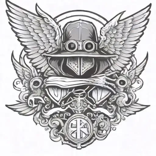 Plague Doctor Paramedic Symbol With Angel Wings