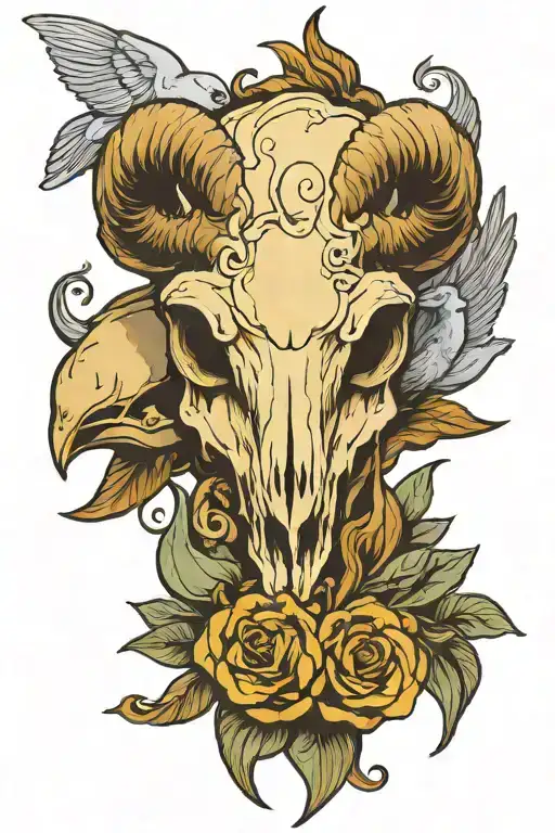 Ram Skull And Dove