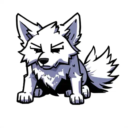 Cute White Minecraft Wolf Sitting