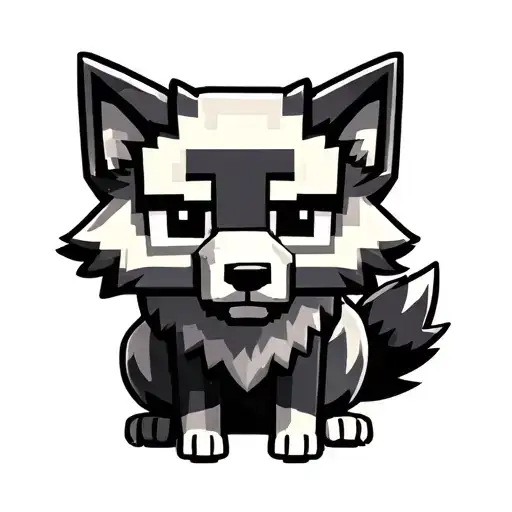 Cute Minecraft Wolf Sitting Stencil