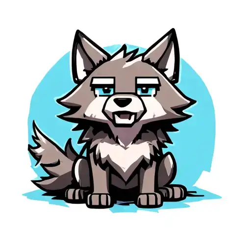 Cute Happy Minecraft Wolf Sitting