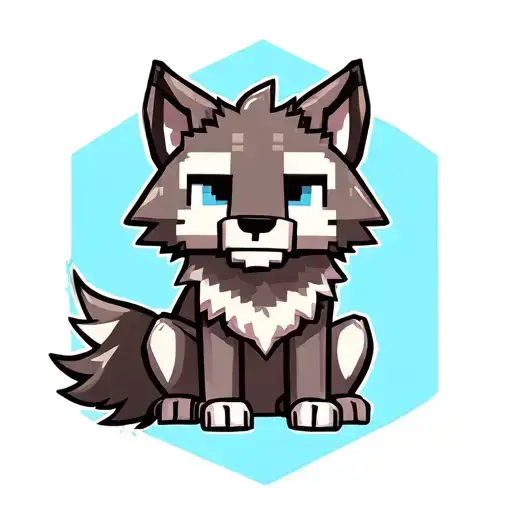 Cute Happy Minecraft Wolf Sitting