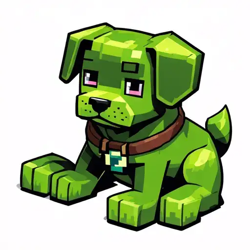 Cute Minecraft Dog Sitting