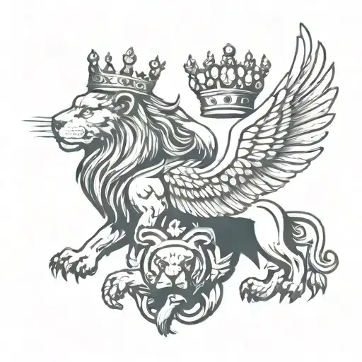 Lion And Eagle With Crown