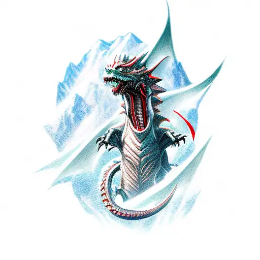 A Futuristic Video Game Character Battling A Dragon In A Mountainous Landscape