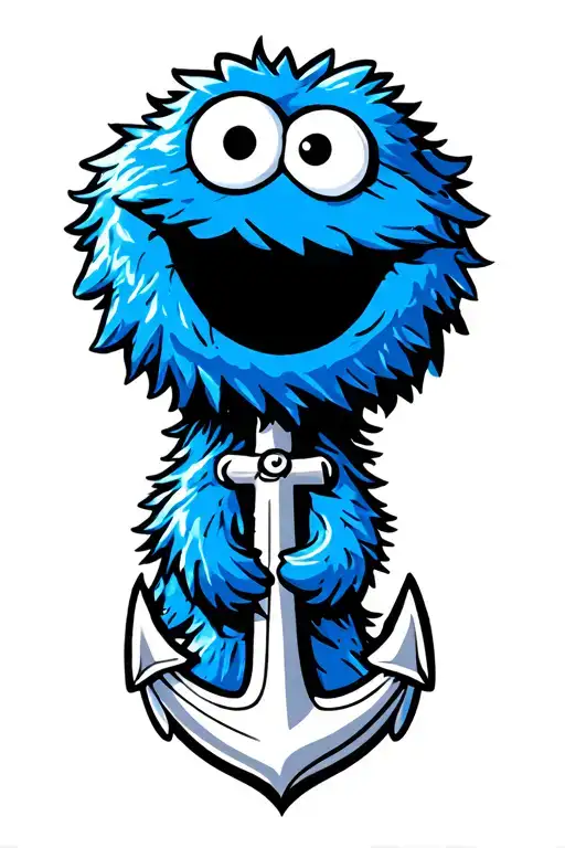 Cookie Monster With An Anchor Intertwined