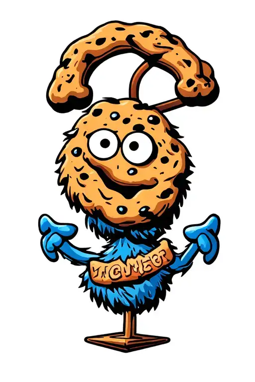 Cookie Monster With An Anchor Intertwined
