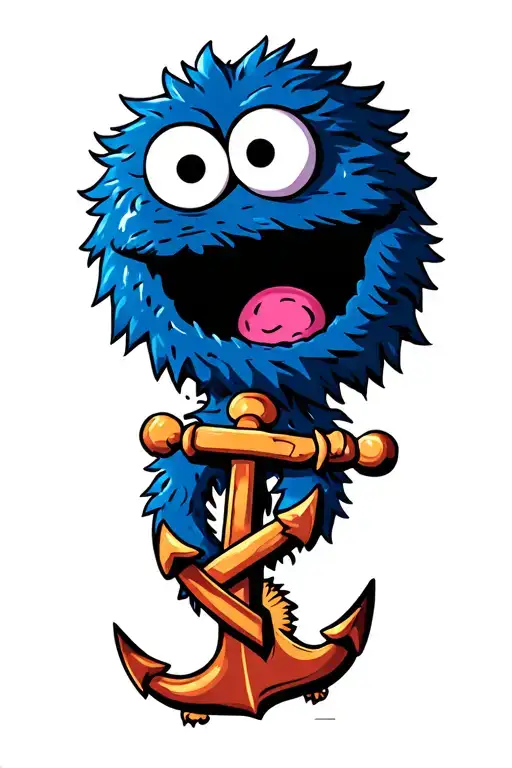 Cookie Monster With An Anchor Intertwined