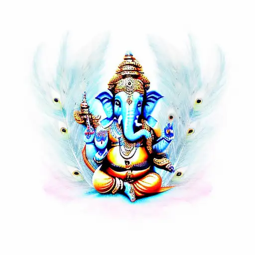 Ganesha And Peacock Feather
