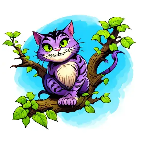 Happy Cheshire Cat In A Tree