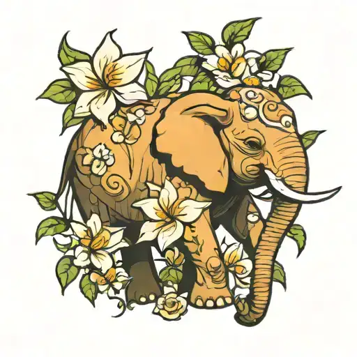 Elephant And Gardenia Flower