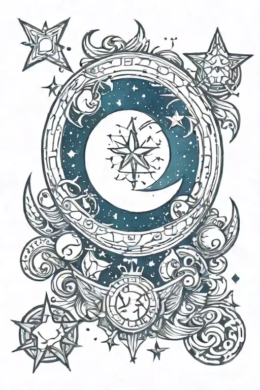 Moon Stars Bold Magic Astrology Astronomy