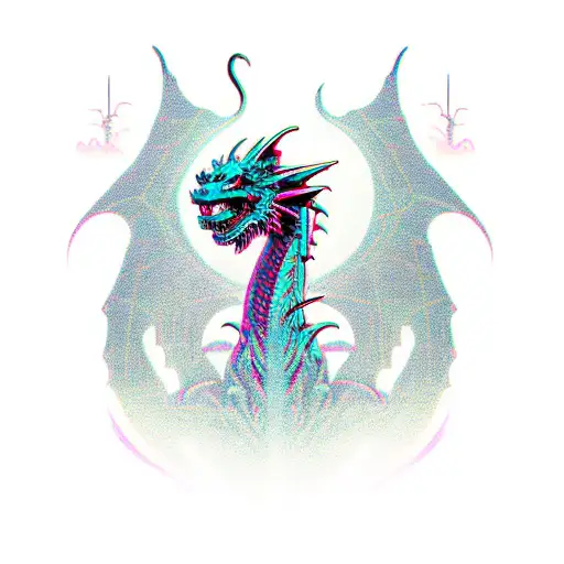 Cool 80'S Synthwave Dragon