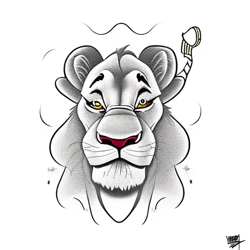 Simba From Lion King In Street Art Style