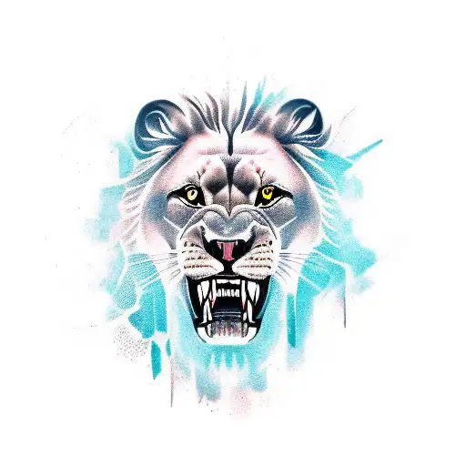 A Tattoo Of A Roaring Lion