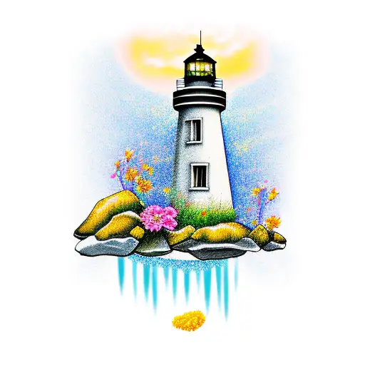 Lighthouse With Flowers