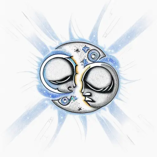 Sun And Moon Shaking Hands