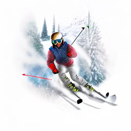 A Greek God Skiing Down A Mountain Covered In Snow